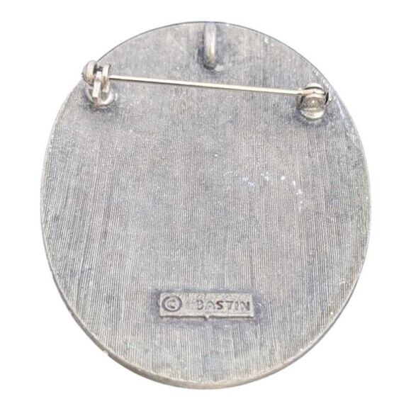 Signed Bastin Vintage Lily of‎ the Valley Flower Cameo Brooch or Pendant - Picture 2 of 3